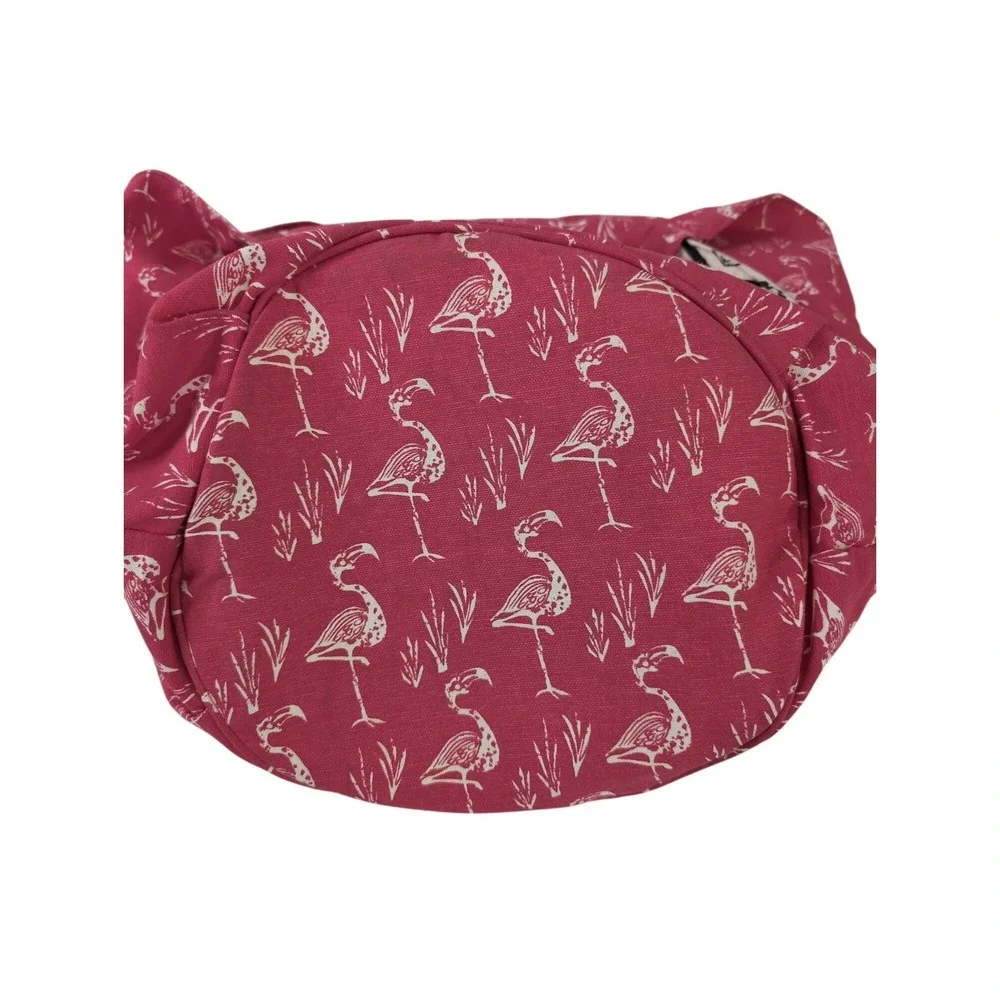 Rock Flower Paper Flamingo Print Bucket Bag Tote Pink Beach Vaca Over Shoulder